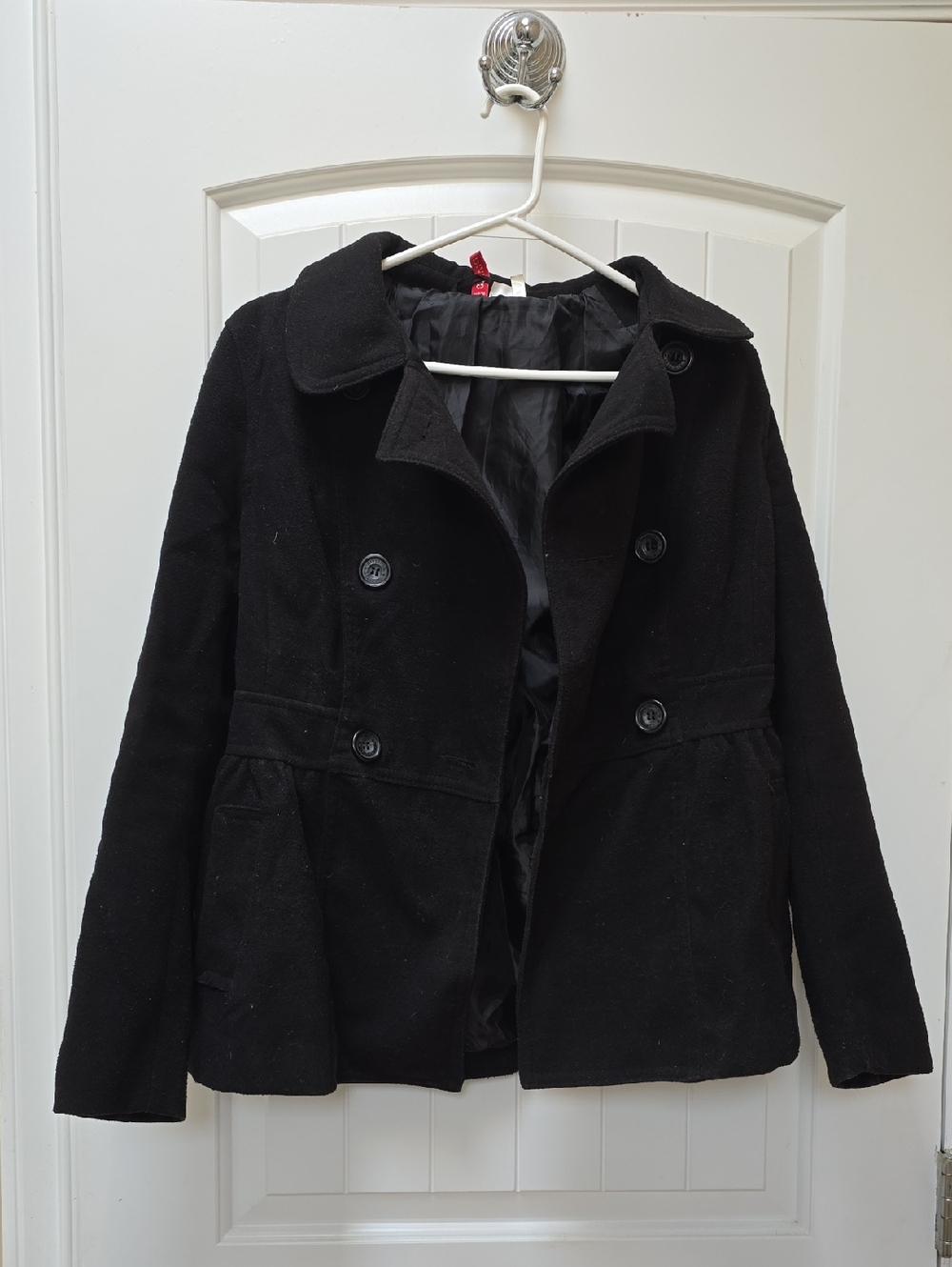 Divided Black Double-Breasted Peacoat